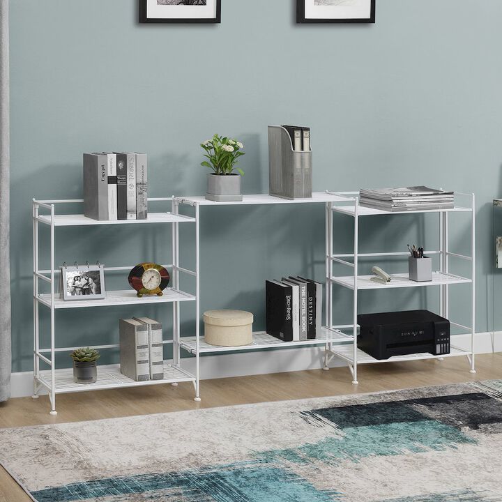 Convenience Concepts 3 Tier Wide Folding Metal Shelves with Set of 2 Deluxe Extension Shelves