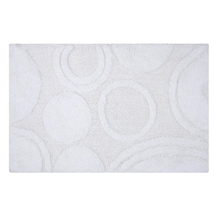 Knightsbridge Orbit Bath Rug Cotton Non Skid Back - 20x30", White