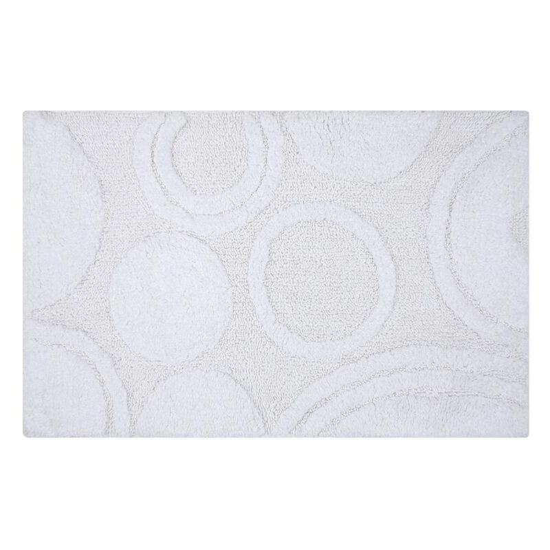 Knightsbridge Orbit Bath Rug Cotton Non Skid Back - 20x30", White