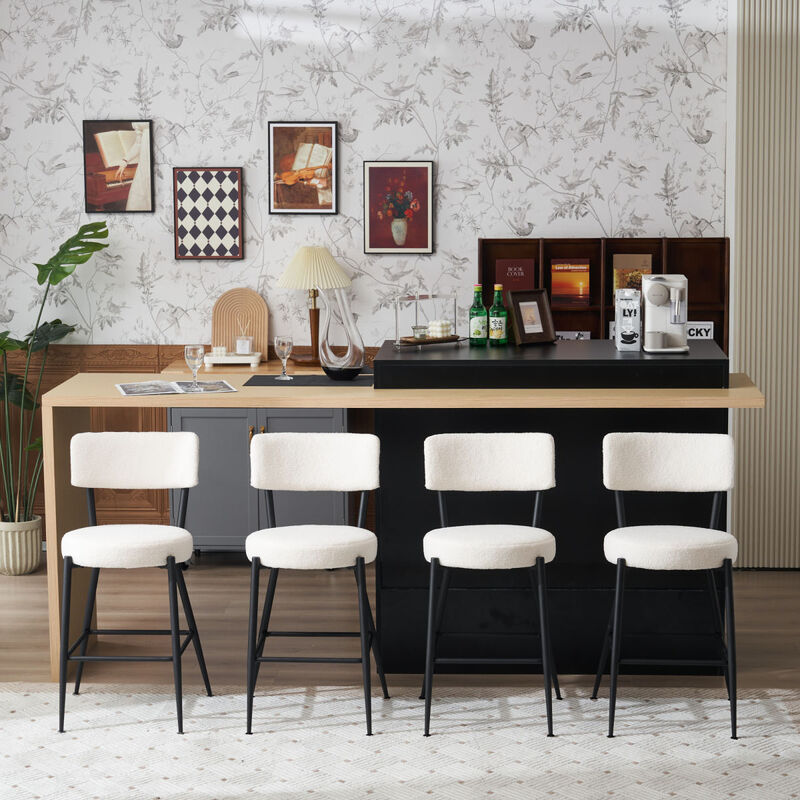 Modern teddy fabric bar stools - Stylish island seating
