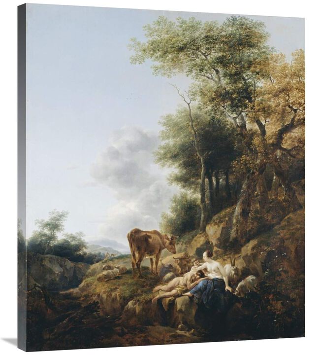Landscape with a Nymph and a Satyr-Canvas Art-30.24x36