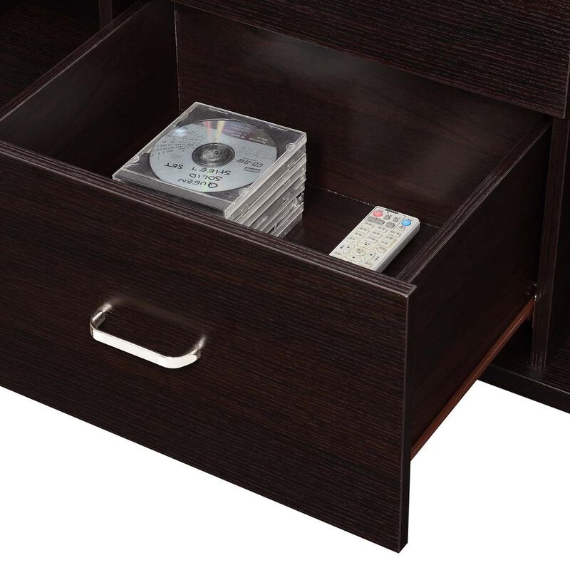 Convenience Concepts Oxford Deluxe 2 Drawer TV Stand with Shelves for TVs up to 55 Inches, Brown