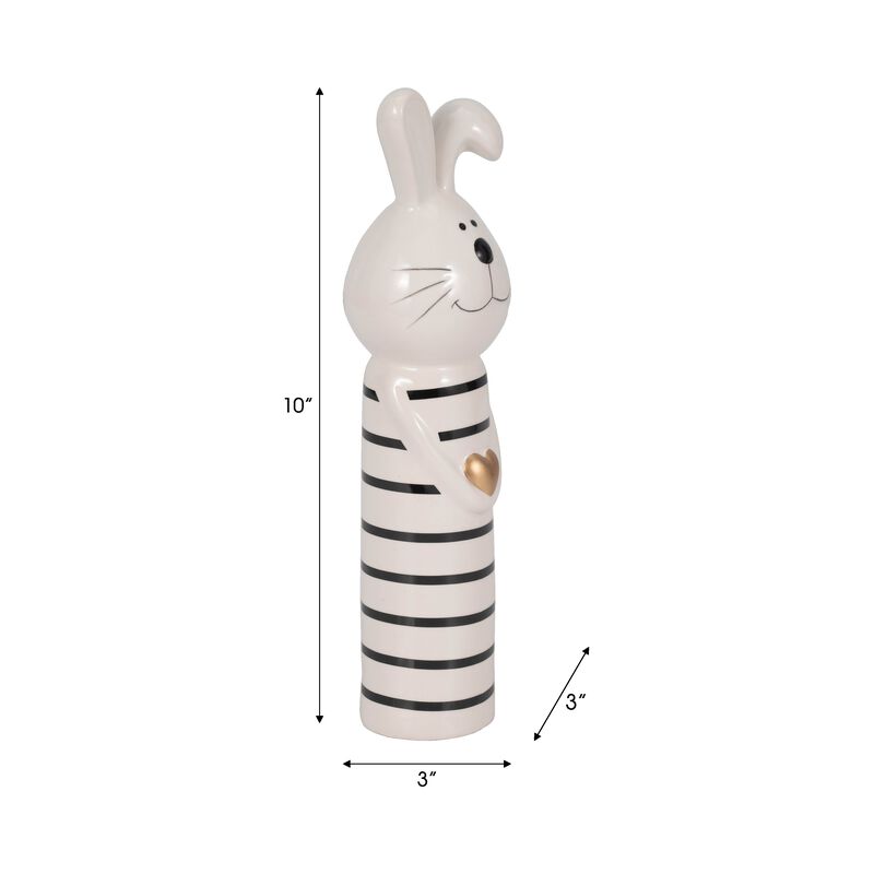 3"x10" Stripe Bunny Gold Heart