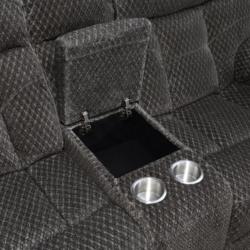 New Classic Furniture Bravo Console Loveseat W/ Dual Recliners-Charcoal