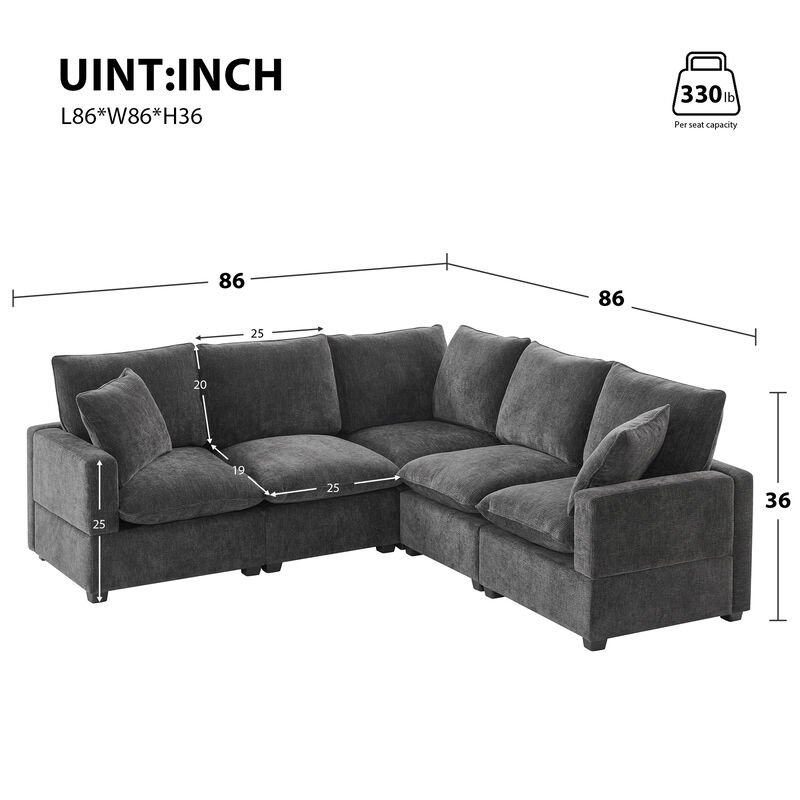 Merax Modern U Shape Modular Sofa with 2 Pillows