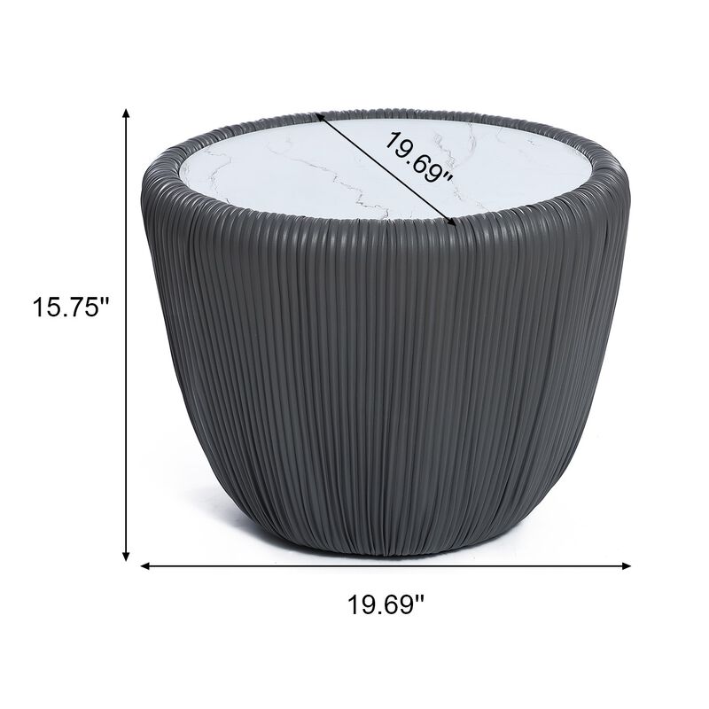 LuxenHome 15.8" H White Round Side Table