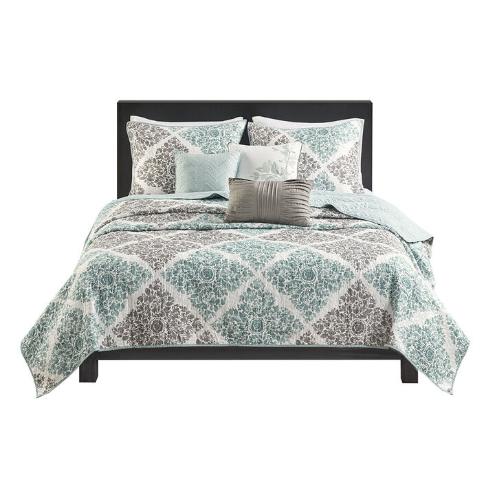 Gracie Mills Mitchell 6-Piece Reversible Quilt Set and Coordinating Throw Pillows