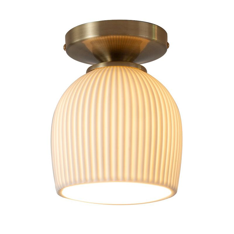 NOVA OF CALIFORNIA Petaluma Bone Porcelain Semi-Flush Mount Ceiling Light