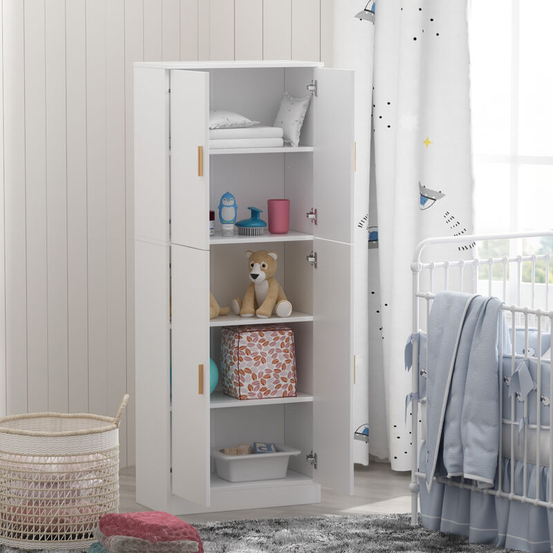 White Wooden Accent Bookcase, Sideboard, Storage Cabinet