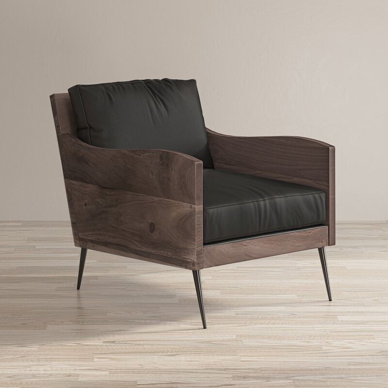 Jofran Karma Genuine Leather Solid Wood Rustic Accent Chair