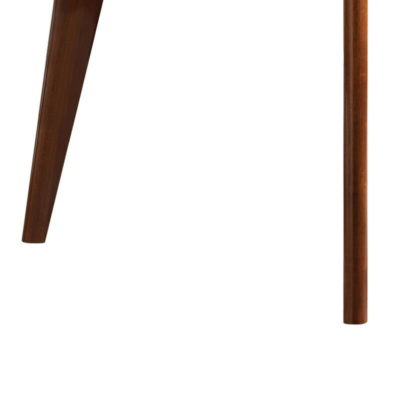 Mid century Modern Wooden Dining Table, Dark Walnut Brown - Benzara