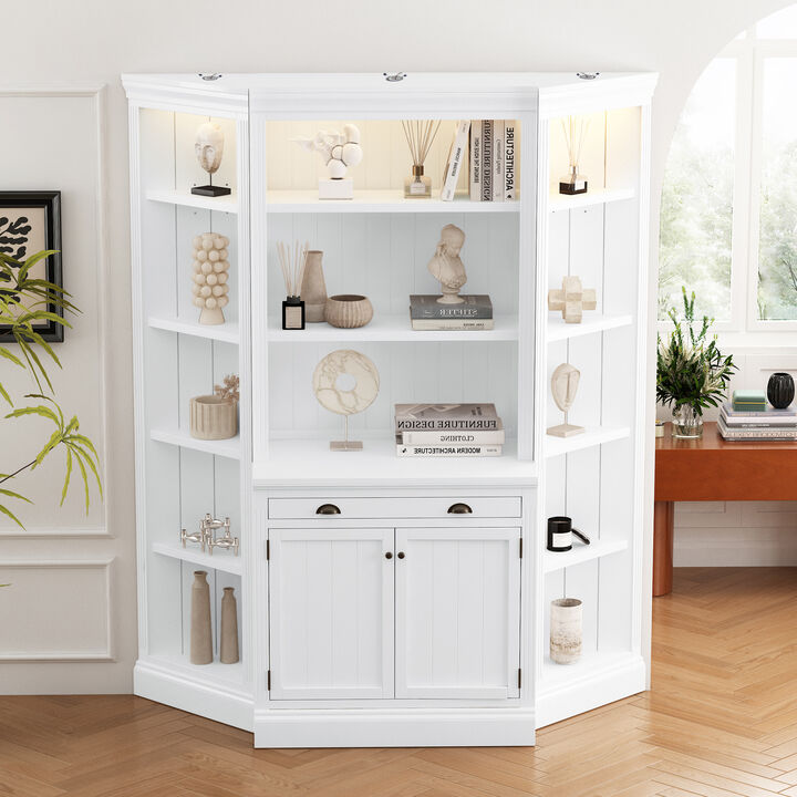 Merax Tall Bookshelf with 2 Corner Cabinet Set
