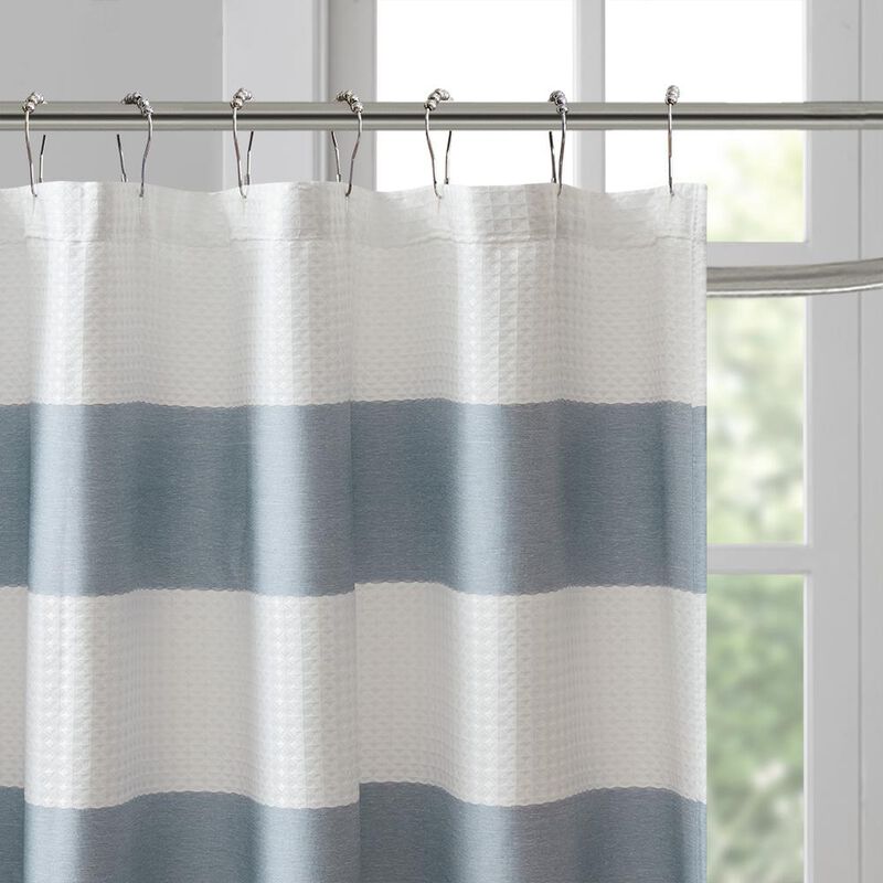 Belen Kox Blue Spa Waffle Shower Curtain, Belen Kox