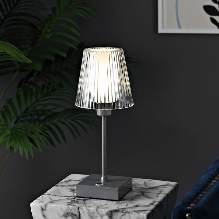 Oscar Modern Industrial Rechargeablecordless Iron/Acrylic Integrated LED Table Lamp with Ribbed S