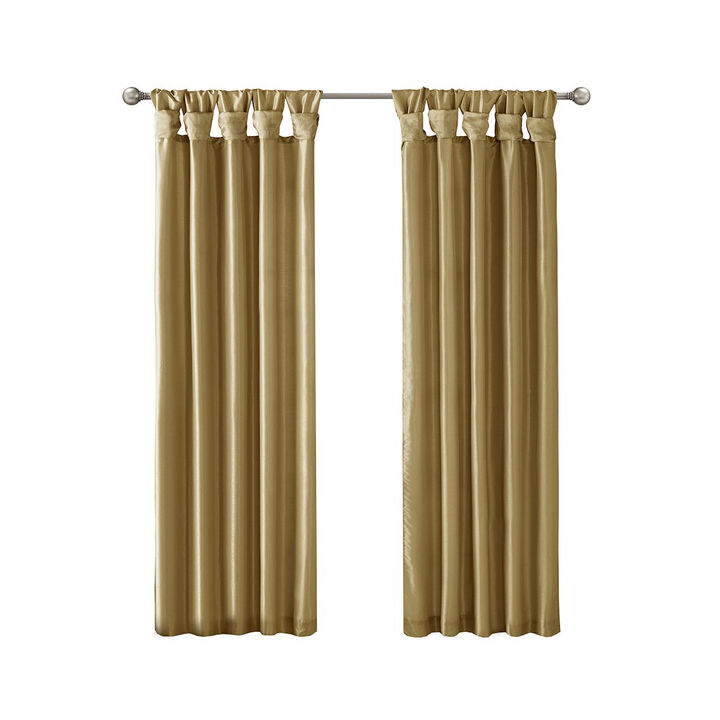 Gracie Mills Elroy Twist Tab Lined Faux Silk Window Curtain Panel - 50x108"