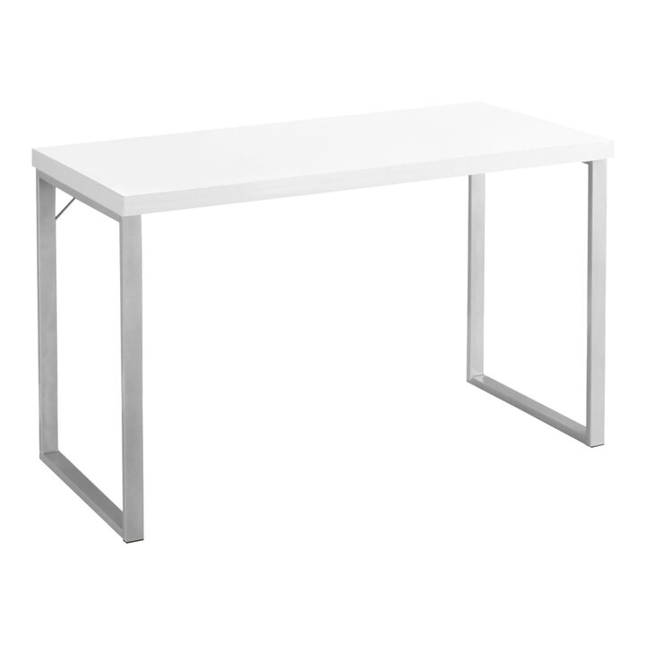 Computer Desk, Home Office, Laptop, 48"L, Work, Metal, Laminate, White, Grey, Contemporary, Modern