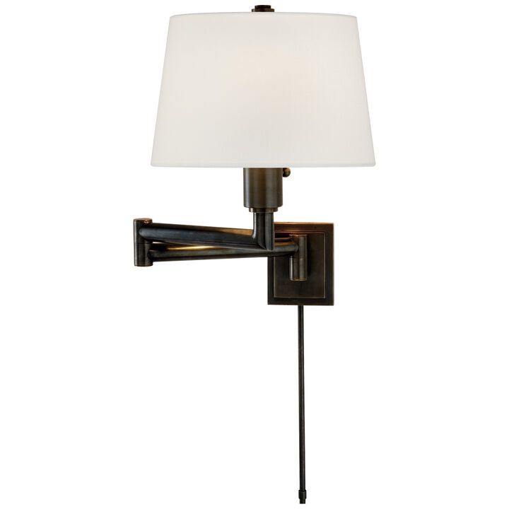 Chunky Swing Arm in Bronze with Linen Shade