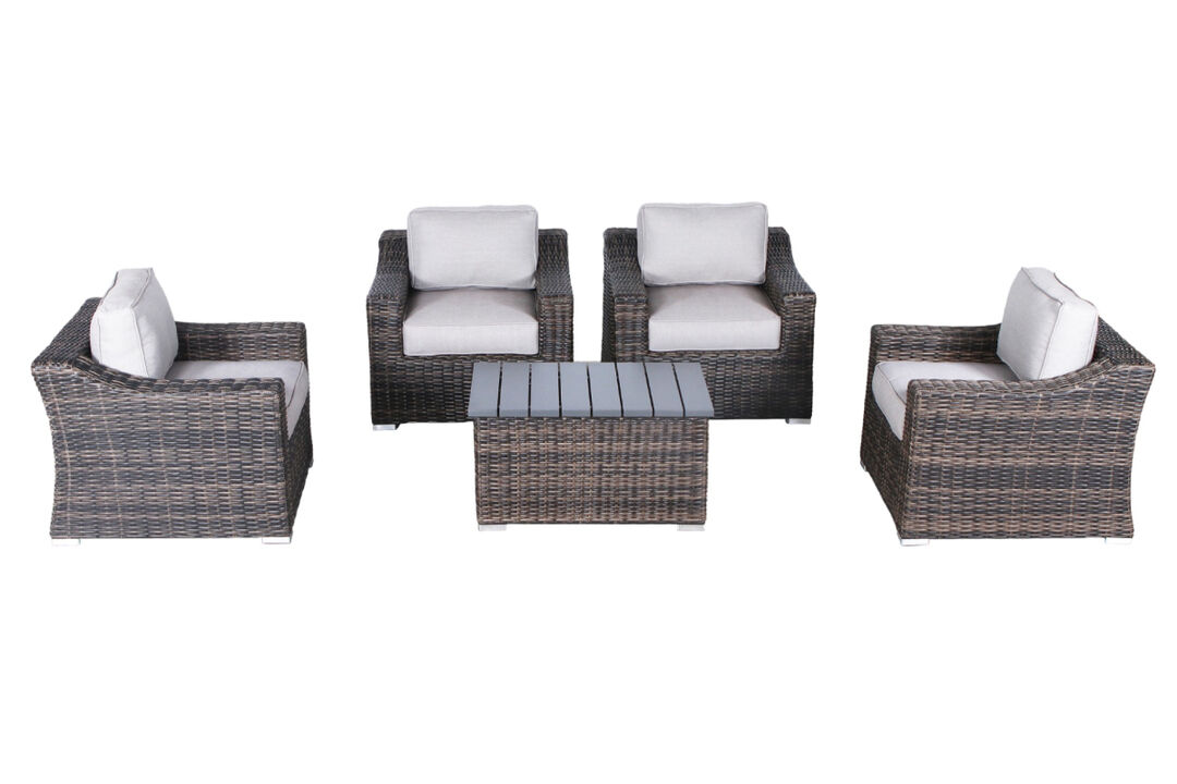 Living Source International Rattan Wicker Fully Assembled 4 - Person Seating Group with Cushions (New  Espresso)