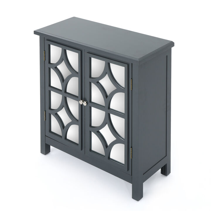Mirrored Cabinet with Diamond Pattern Doors and Ample Storage
