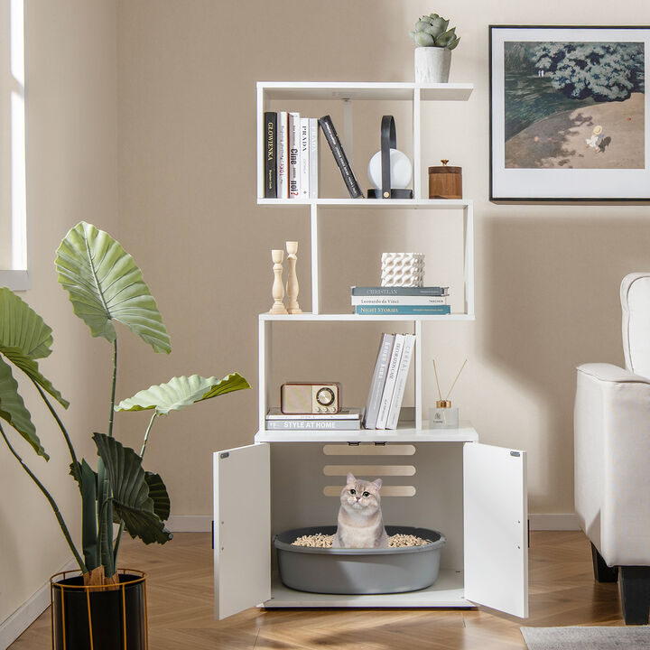 Tall Cat Litter Box Enclosure with Storage