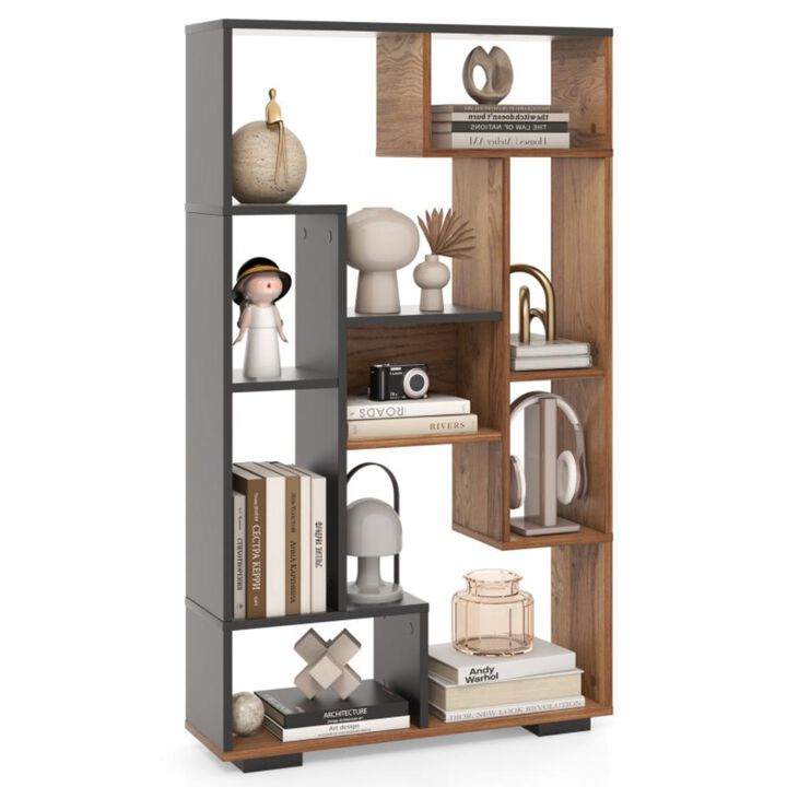 Hivvago 47-Inch Tall Bookshelf for Home Office Living Room-Natural & Black