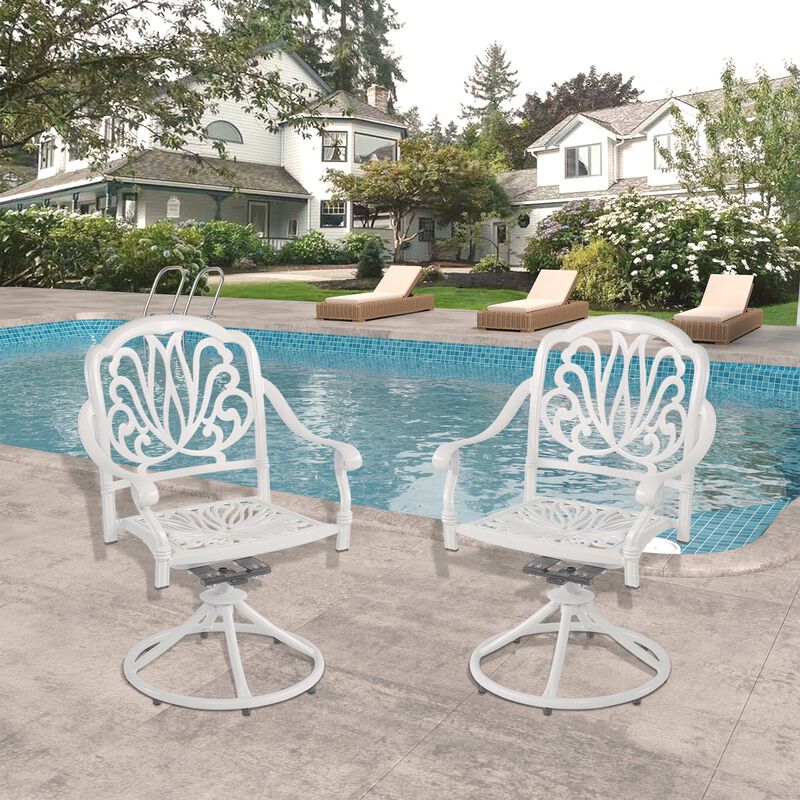 MONDAWE Patio Outdoor Aluminum Dining Swivel Rocker Chairs, Cast Aluminum Swivel Bar Stools (Set of 2)