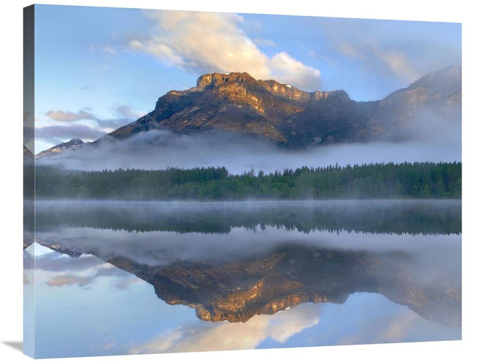 Morning light on Mt Kidd as seen from Wedge Pond, Alberta, Canada-Canvas Art-35x28