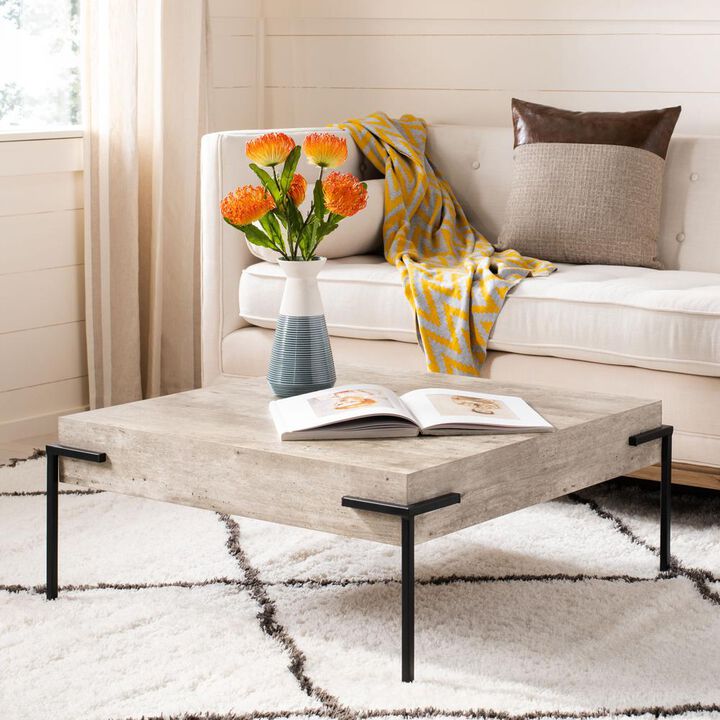 Safavieh Eli Square Coffee Table, Light Grey/Black