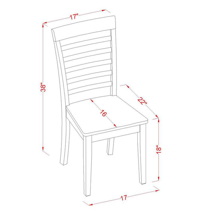 East West Furniture Milan  Chair  with  Wood  Seat  -  Mahogany  Finish,  Set  of  2