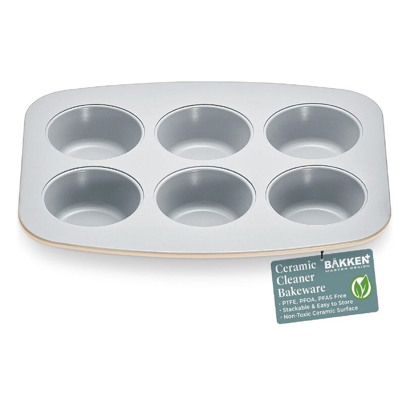 Bake with Elegance: 6-Cup Cake/Muffin Pan Set - Blue, Teal, Marble, Golden, Cream - Aluminized Steel with Ceramic Non-Stick Coating, PFOA & PFAS Free - Non-Toxic, Heavy-Duty Bakeware
