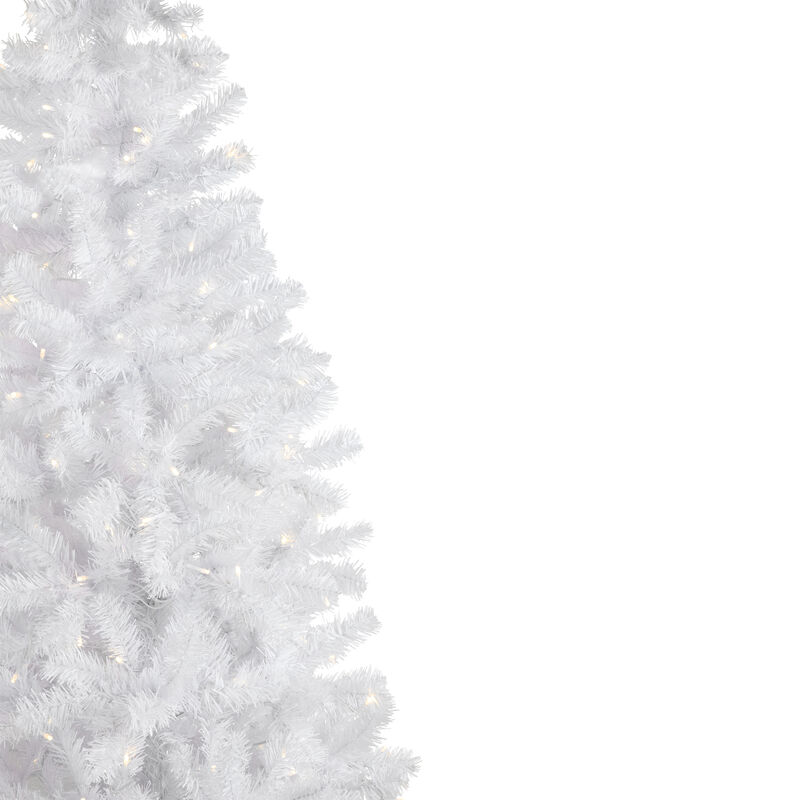 6.5' Pre-Lit Pencil White Georgian Pine Artificial Christmas Tree  Warm White LED Lights