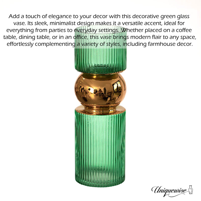 12-Inch Decorative Green Tall Glass Vase
