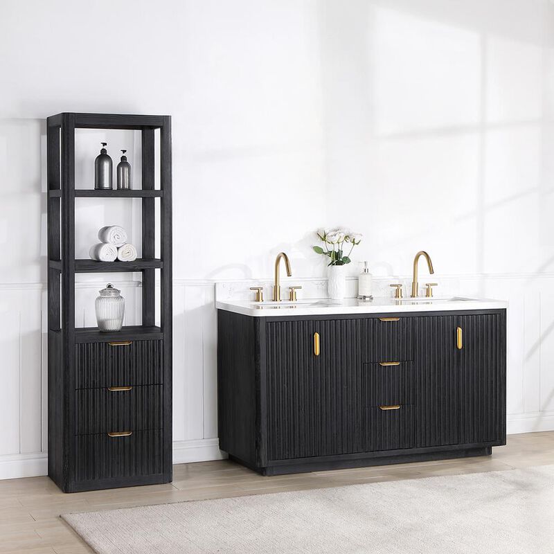 Vinnova Design Free-standing Double Bathroom Vanity with Composite top in Lightning White