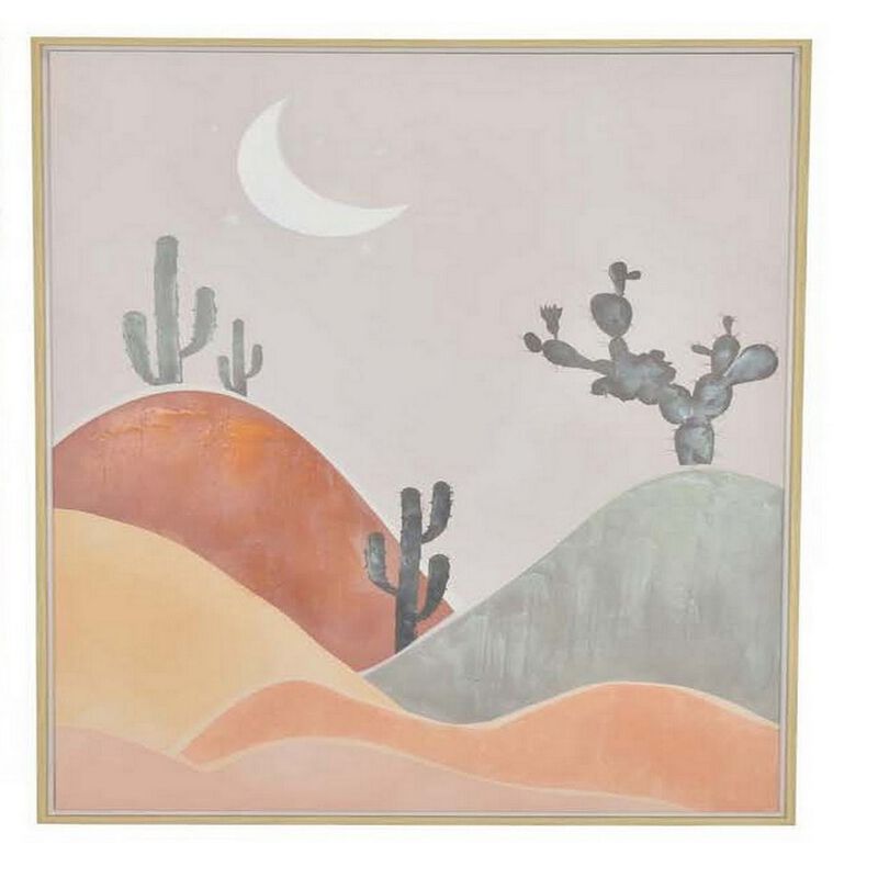 36 x 47 Decorative Framed Wall Art Print Set of 2, Day and Night, Brown - Benzara