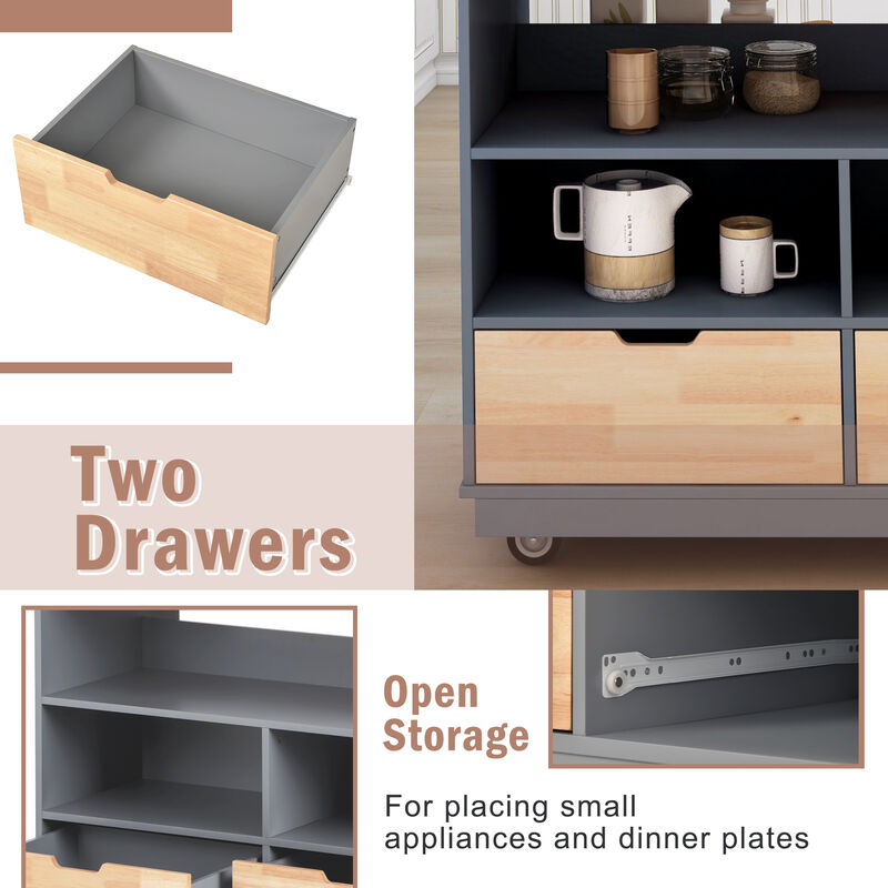 Merax Classic Two-sided Kitchen island Cart on Wheels