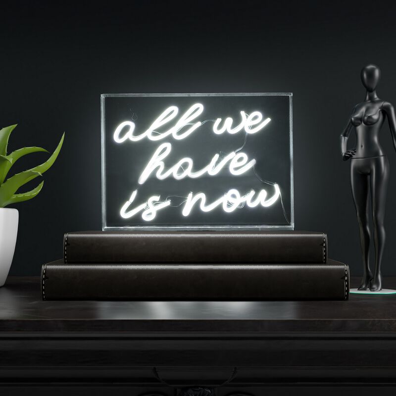 All We Have Is Now 14" X 10" Contemporary Glam Acrylic Box USB Operated LED Neon Light