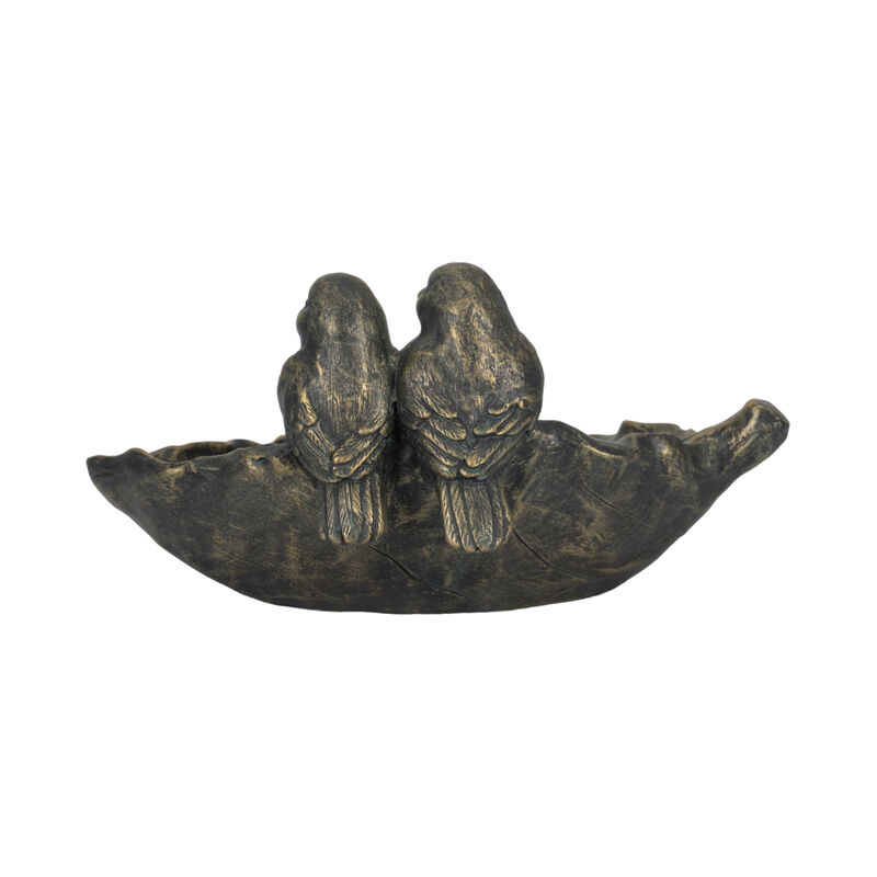 2 Birds Perched On Leaf Birdfeeder