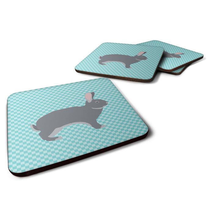 Caroline's Treasures Giant Chinchilla Rabbit Blue Check Decorative Coasters, 3.5, Multicolor