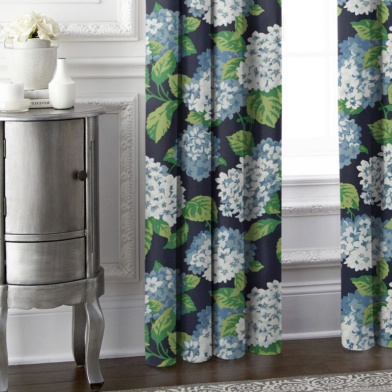 6ix Tailors Fine Linens Midnight Garden Navy Pole Top Drapery Panel Pair