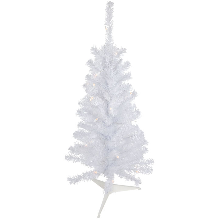 3' Pre-Lit Woodbury White Pine Slim Artificial Christmas Tree  Clear Lights