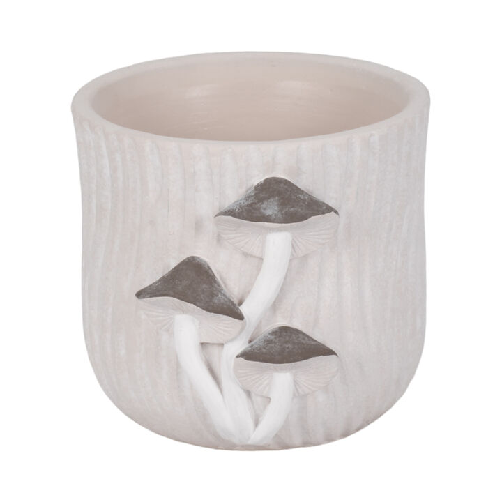 6" Gry Mushroom Applique Plntr