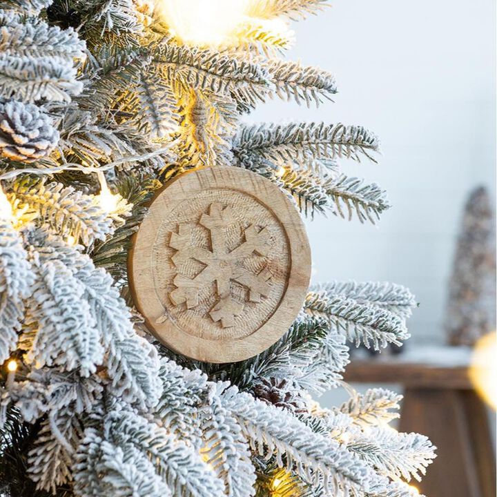 Wooden Snowflake Christmas Tree Ornaments, Set of 12 Holiday Tree Decorations, Multicolor