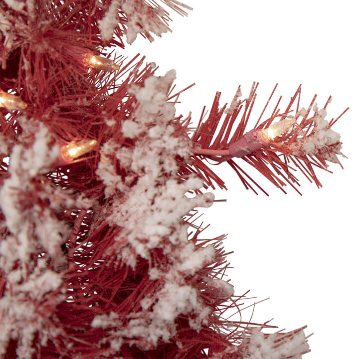 9' x 12" Pre-lit Flocked Red Pine Artificial Christmas Garland  Clear Lights