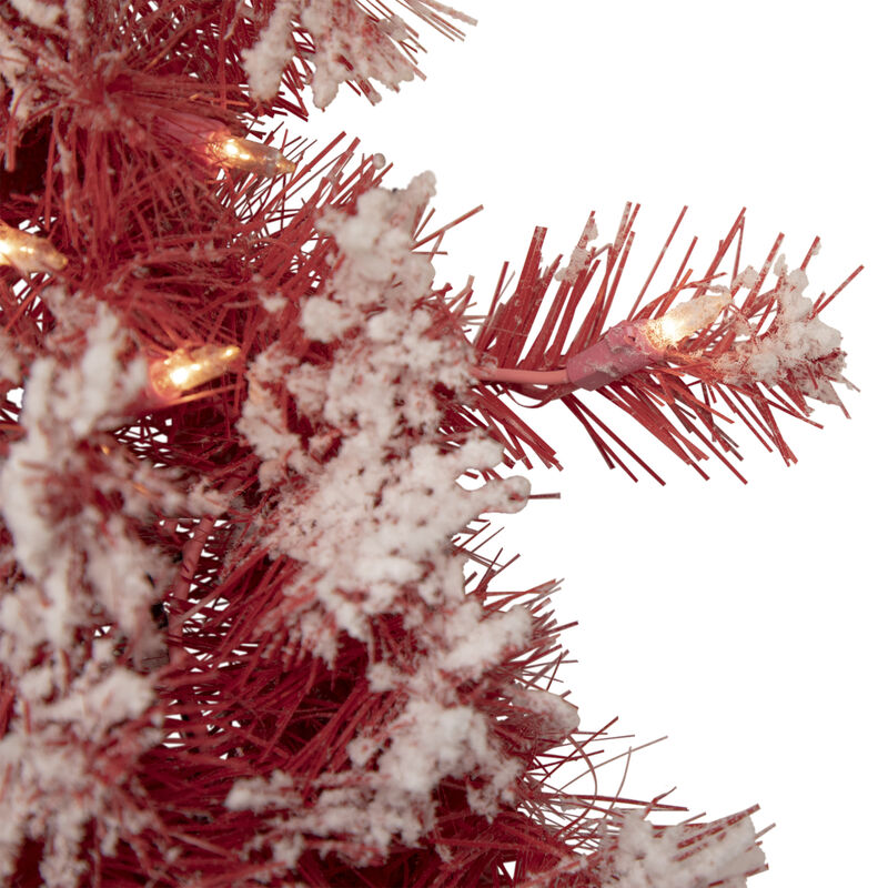 9' x 12" Pre-lit Flocked Red Pine Artificial Christmas Garland  Clear Lights