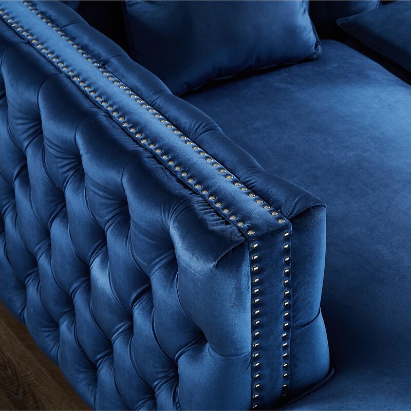 Inspired Home Clarinda Velvet Left Facing Chaise Sectional Sofa