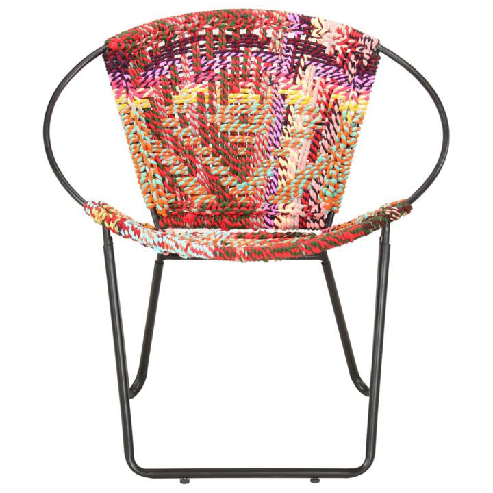 vidaXL Circle Chair Multicolors Chindi Fabric