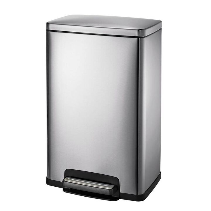 Hivvago Stainless Steel 13-Gallon Kitchen Trash Can with Step Lid
