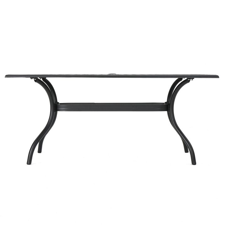 Cay Outdoor Dining Table, 67 Inch Rectangular, Lattice Black Aluminium