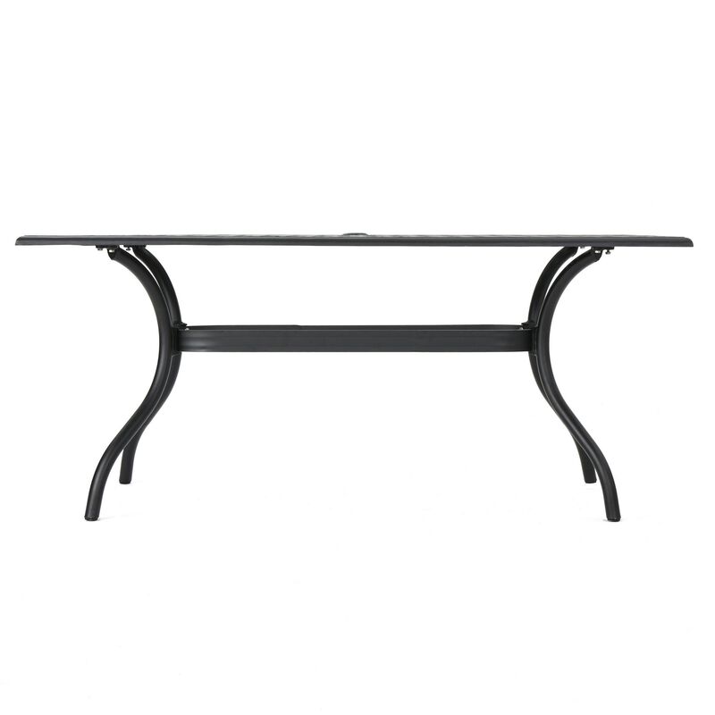 Cay Outdoor Dining Table, 67 Inch Rectangular, Lattice Black Aluminium