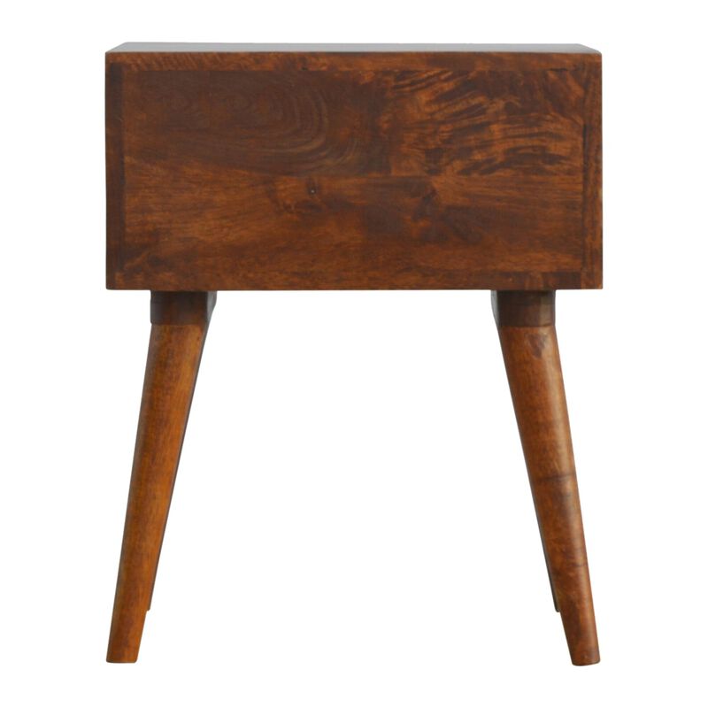 Solid Wood Geometric Brass Inlay 2 Drawer Nightstand